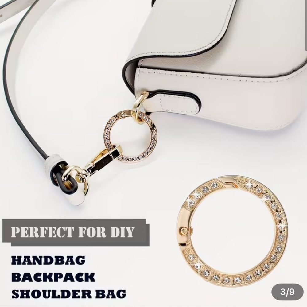 1-Gold Metal Rhinestones on both sides Spring O-Ring - Picture 2 of 6